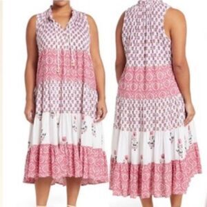 Chelsea & Theodore Split Neck Boho Maxi Dress Size M